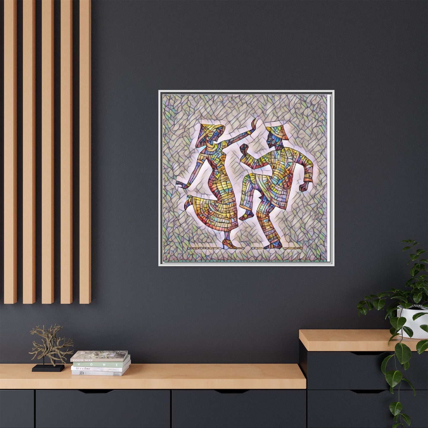 Colorful Folk Dance Matte Canvas Print (Framed)
