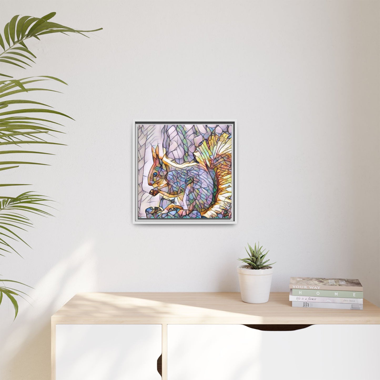 Framed Squirrel Mosaic Matte Canvas Wall Art