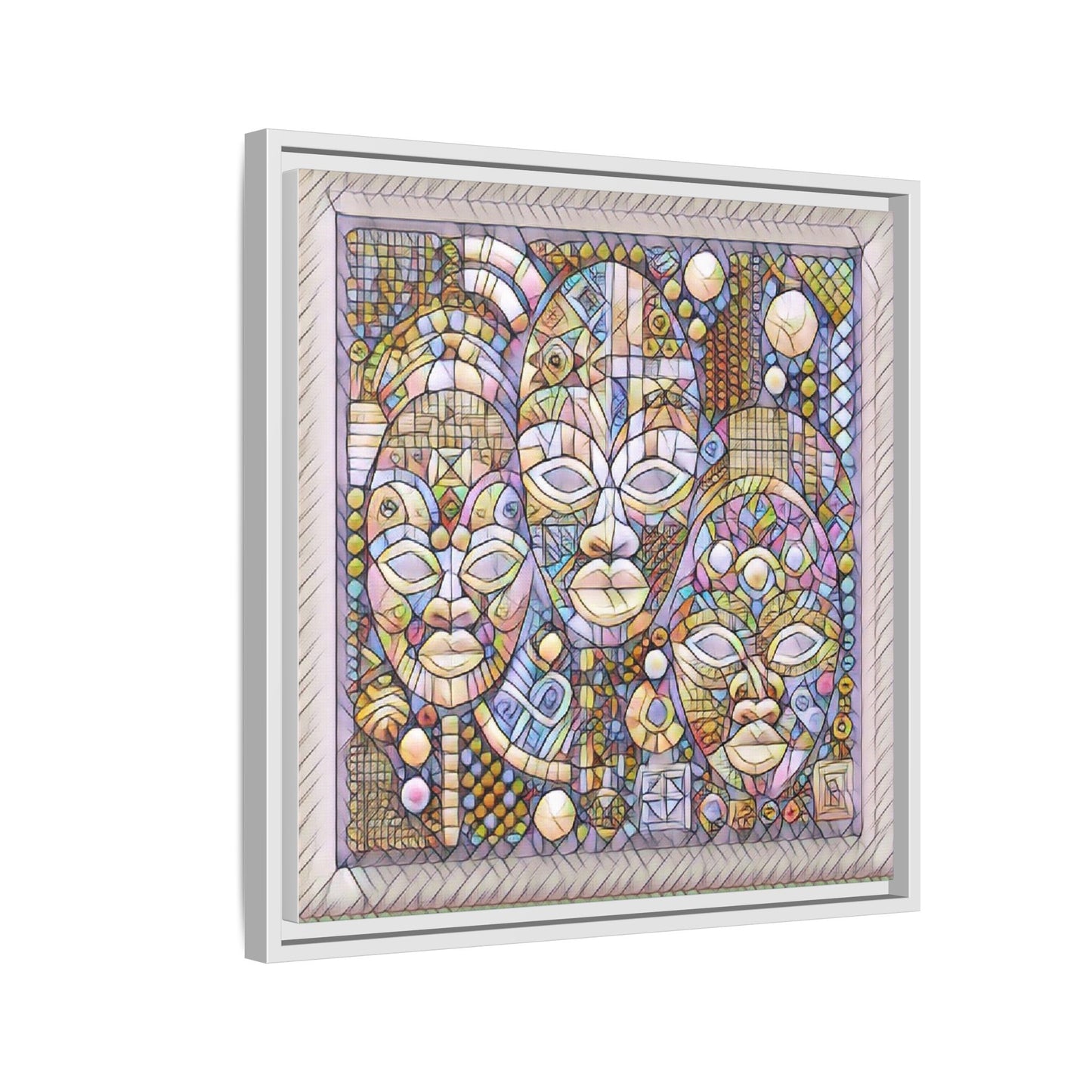 Abstract African Mask Art — Framed Matte Canvas Wall Art