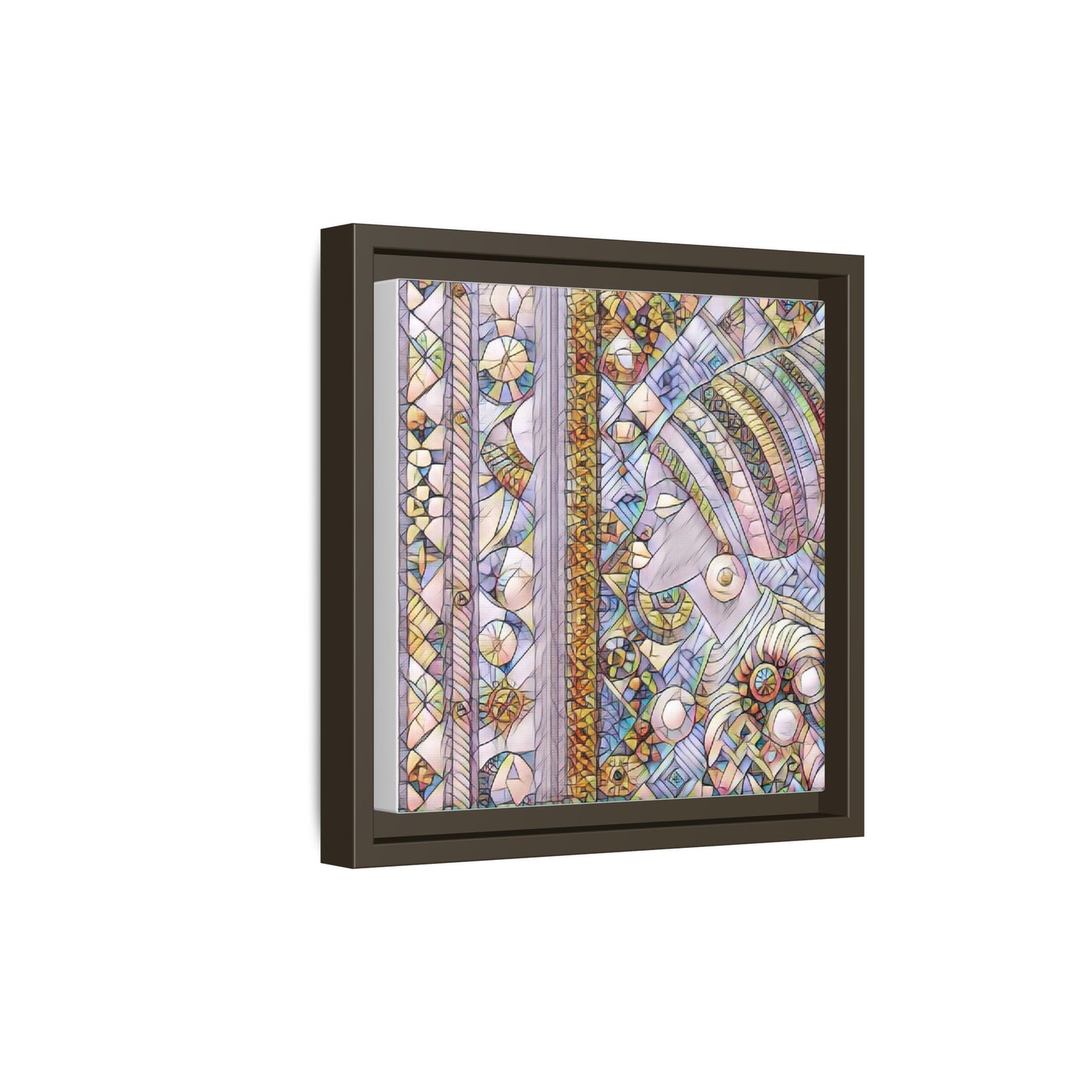 Afrocentric Stained-Glass Portrait Matte Framed Canvas