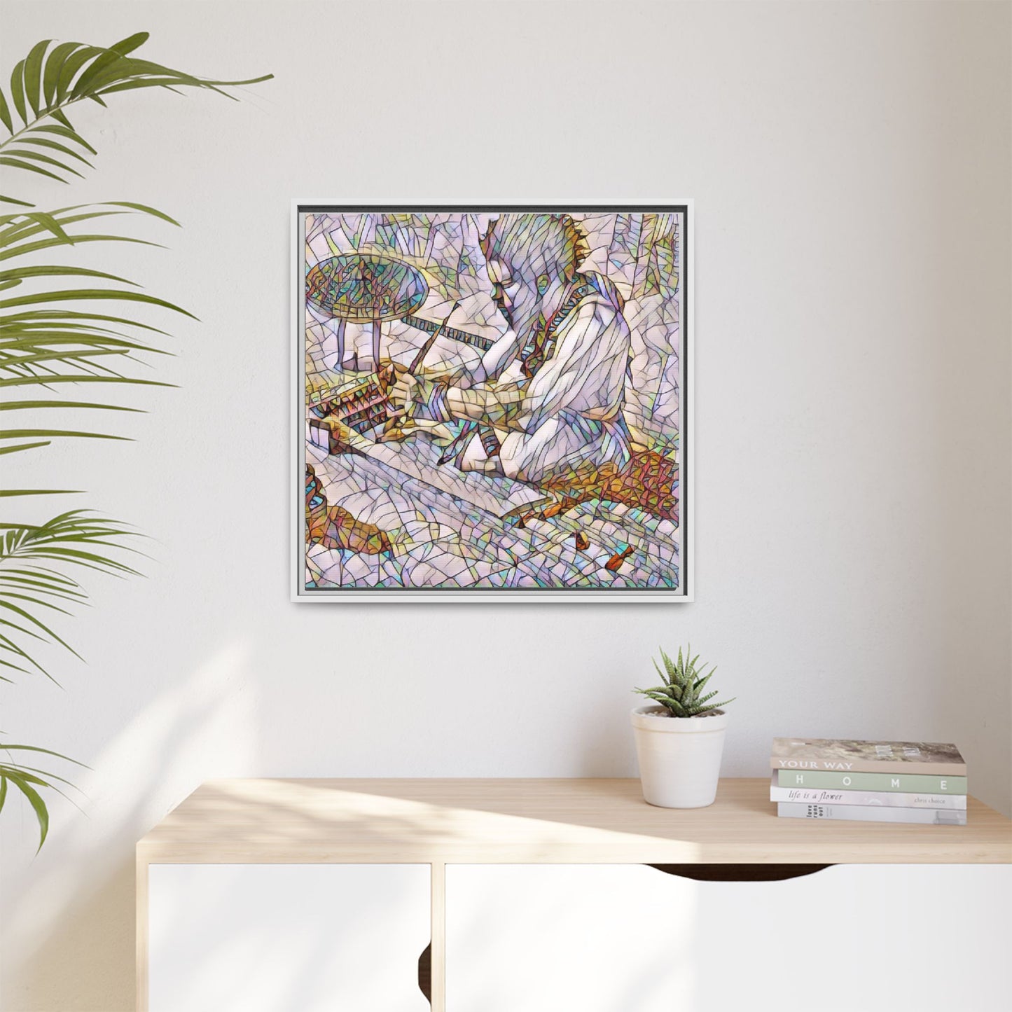 Framed Matte Canvas — Abstract Drummer Mosaic Wall Art