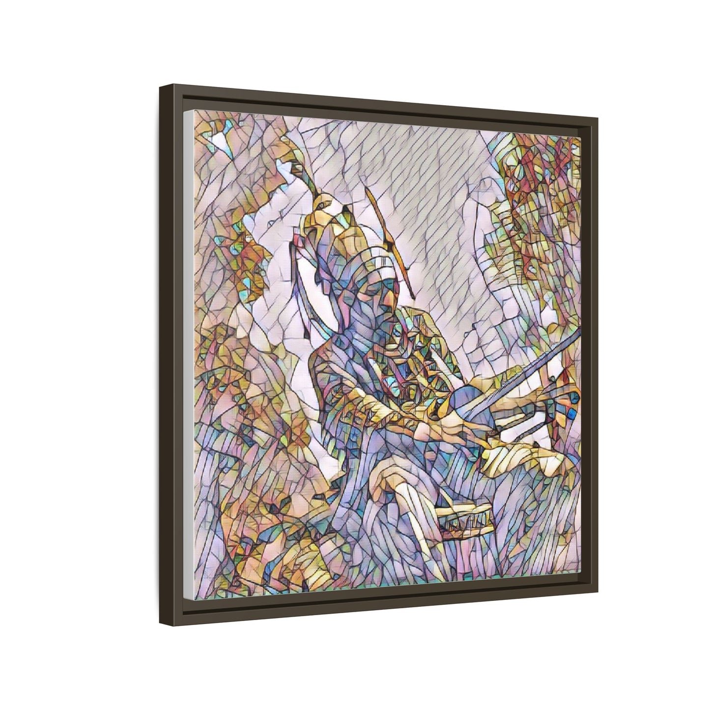 Framed Archery Canvas Print — Stained-Glass Archer Wall Art