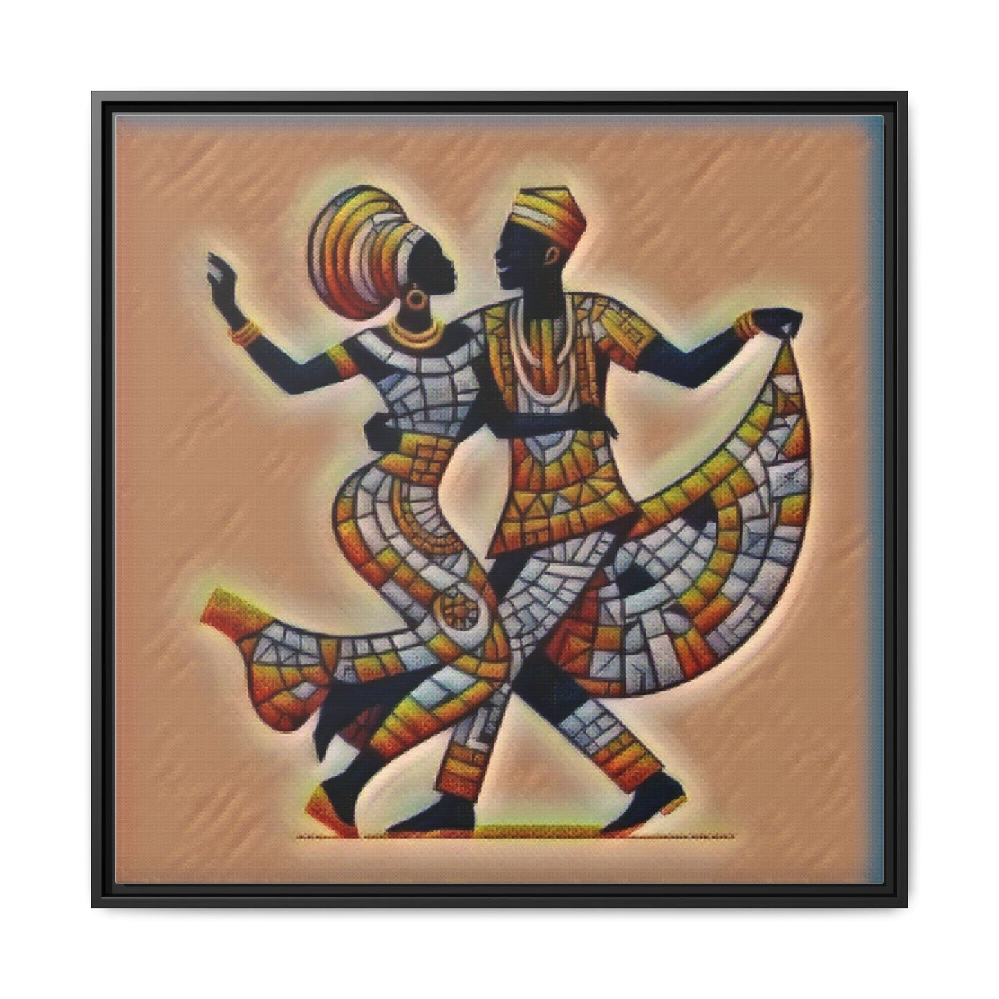 Framed African Dance Mosaic Art Print — Matte Canvas Wall Decor