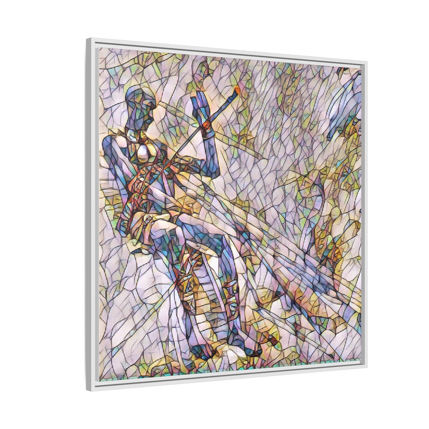 Abstract Stained-Glass Warrior Framed Canvas
