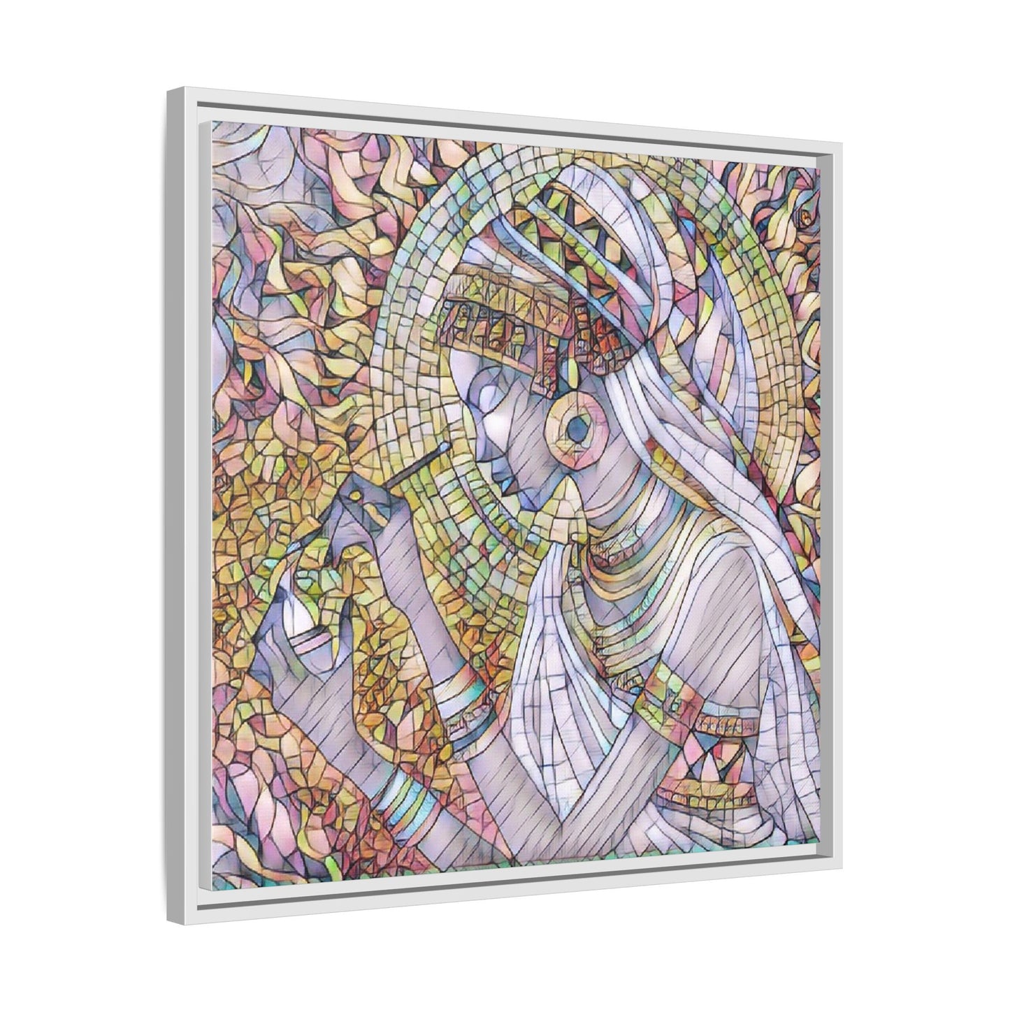 Egyptian Goddess Stained-Glass Matte Canvas (Framed)