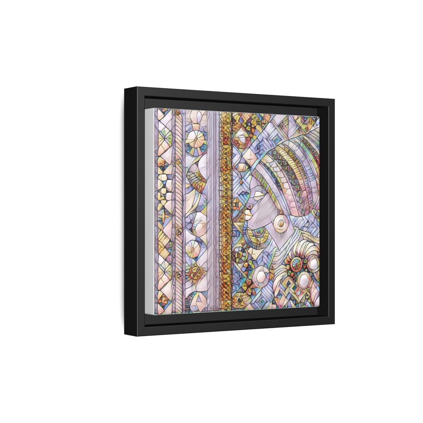 Afrocentric Stained-Glass Portrait Matte Framed Canvas