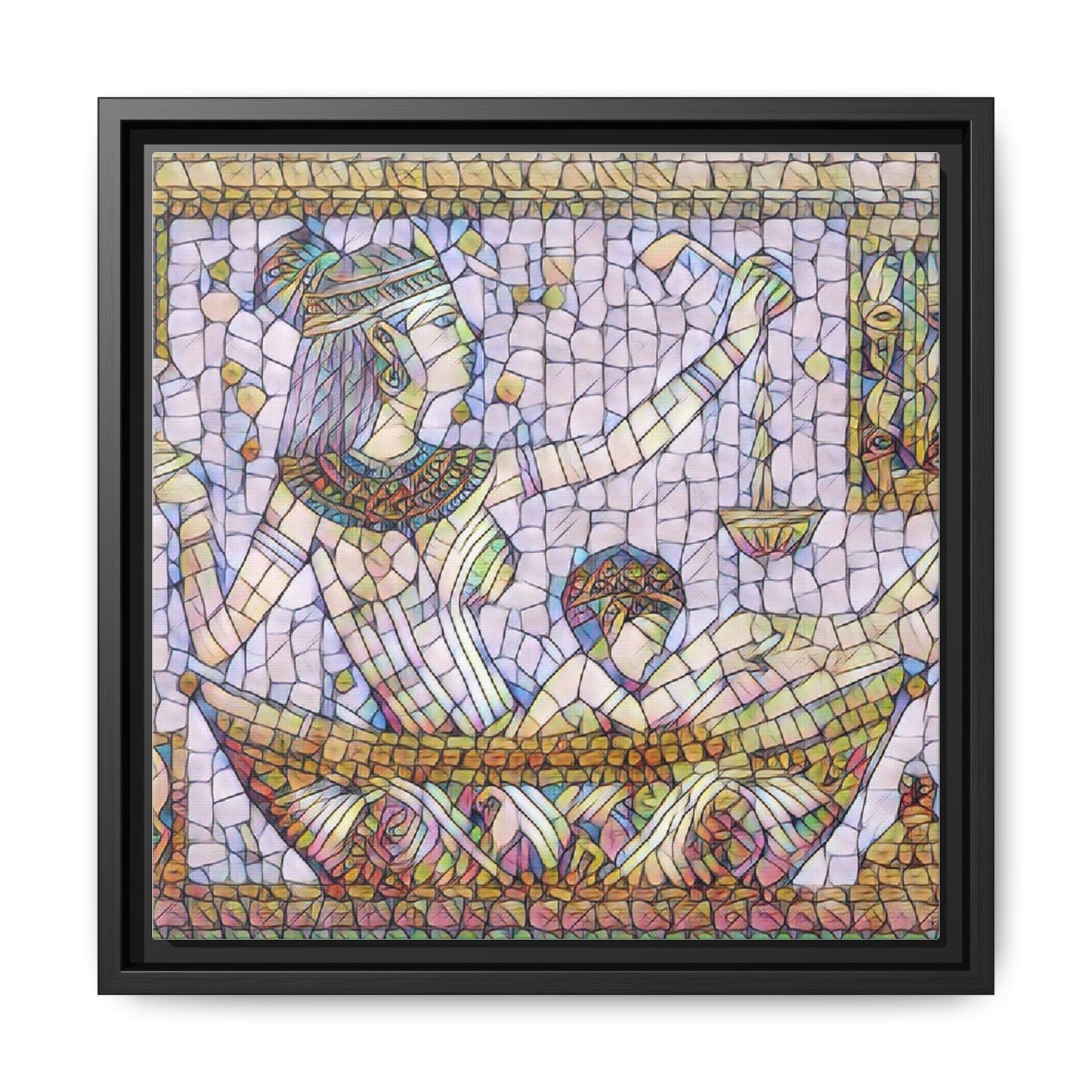 Egyptian Mosaic Goddess Matte Canvas Print (Framed)