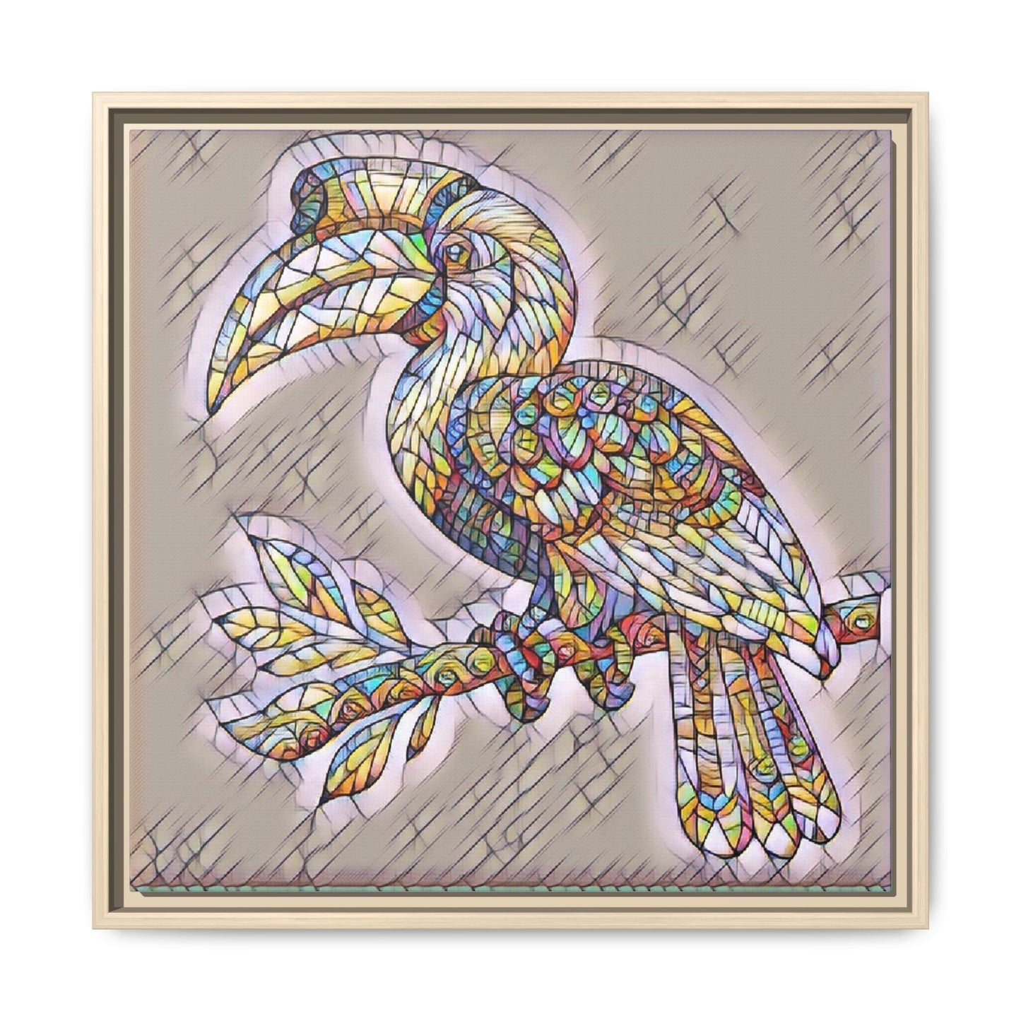 Colorful Stained Glass Toucan Matte Canvas Framed Wall Art
