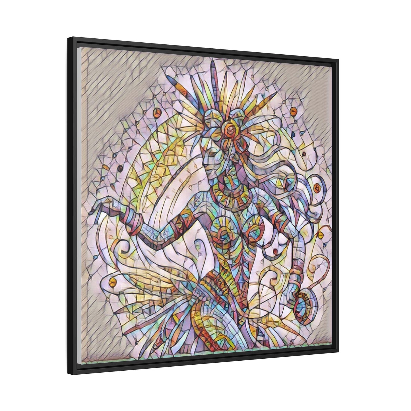 Colorful Mermaid Mosaic Framed Canvas Art — Boho Ocean Wall Decor