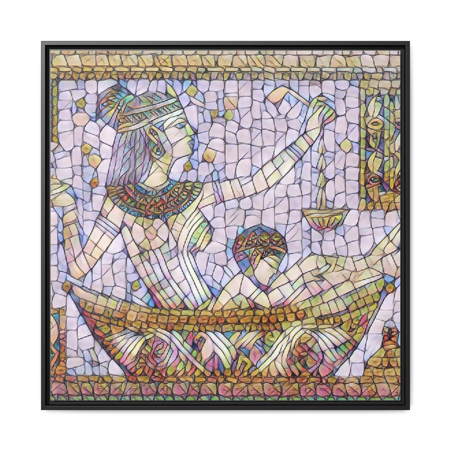 Egyptian Mosaic Goddess Matte Canvas Print (Framed)