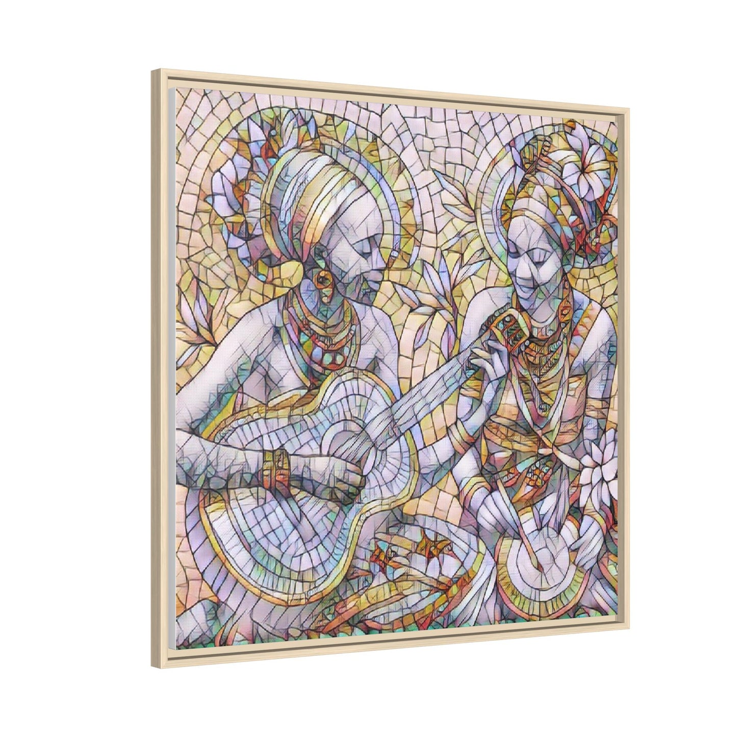 Framed Canvas Art – Colorful Mosaic Musicians Wall Decor