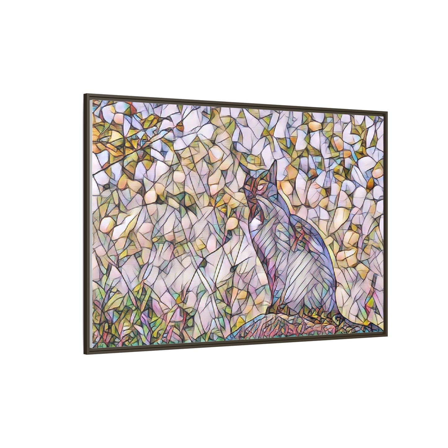 Framed Canvas Art - Stained Glass Heron Nature Print