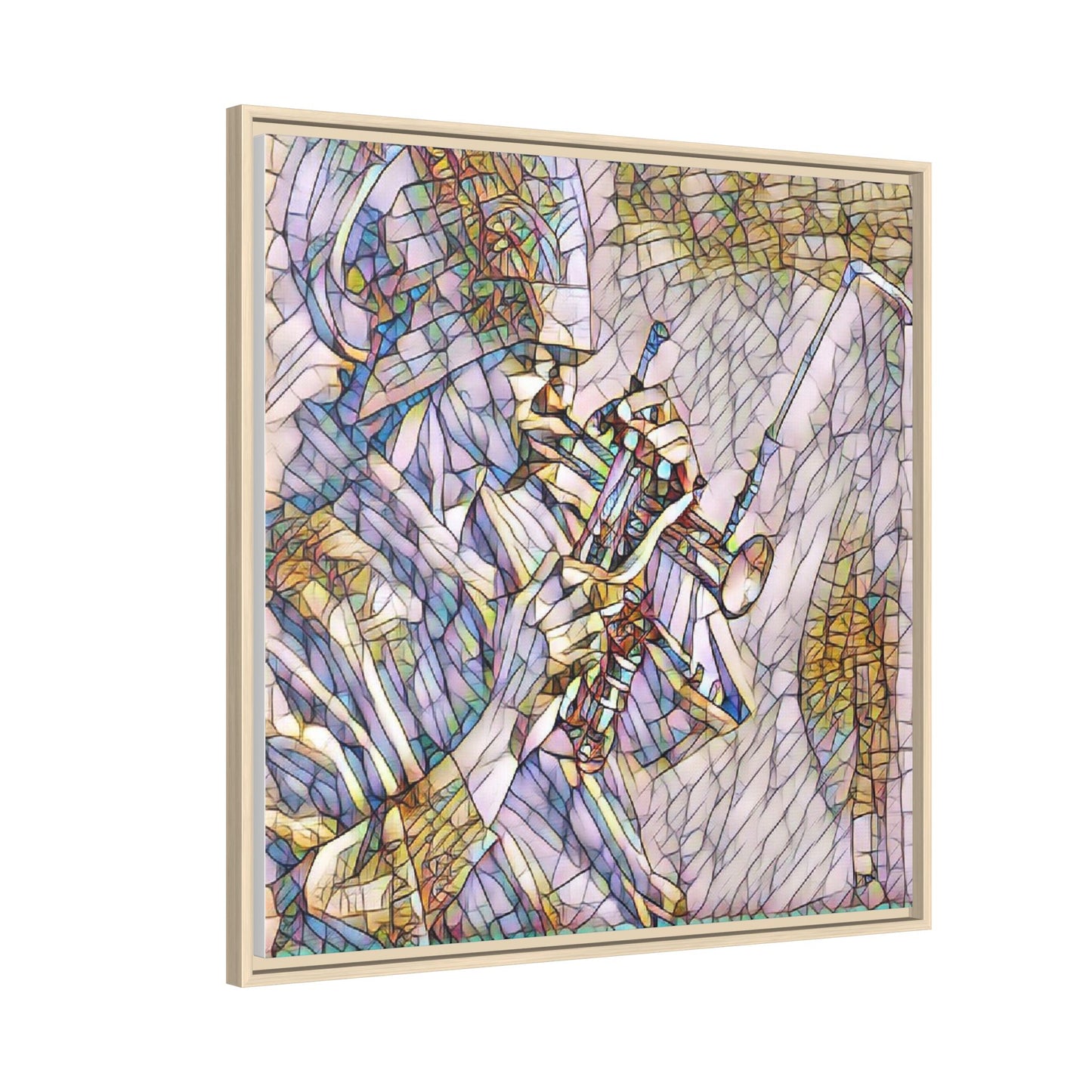 Framed Abstract Trumpet Player Matte Canvas Art