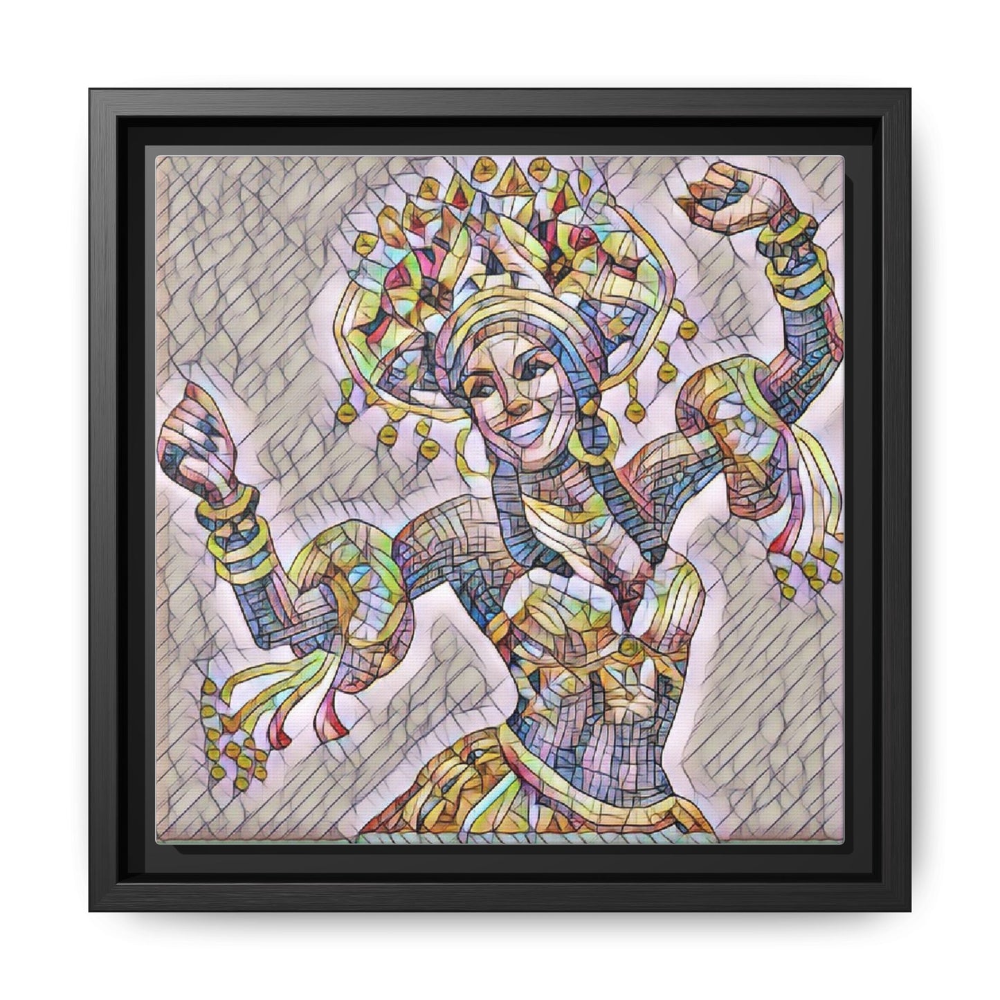 Framed Matte Canvas: Colorful Carnival Dancer Artwork – Vibrant Ethnic Dance Wall Art