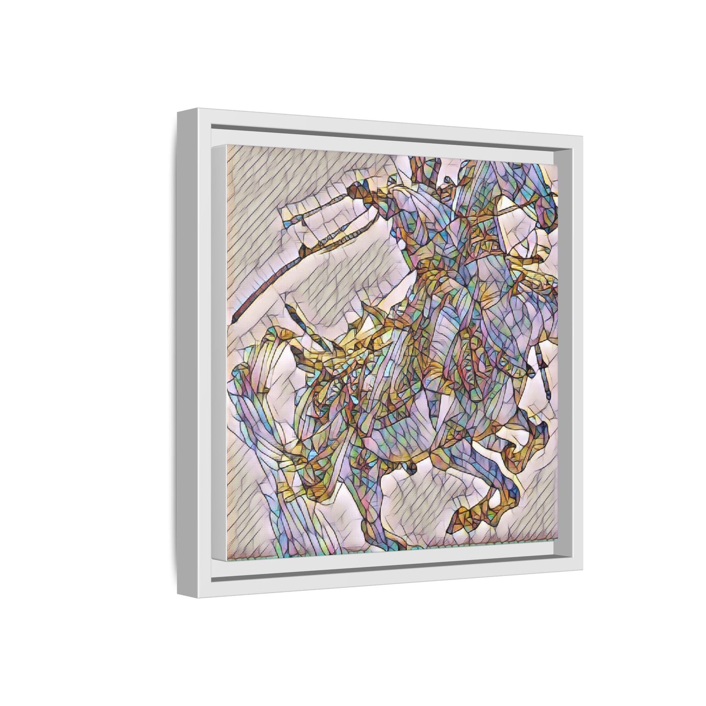 Framed Abstract Stained-Glass Horse Canvas