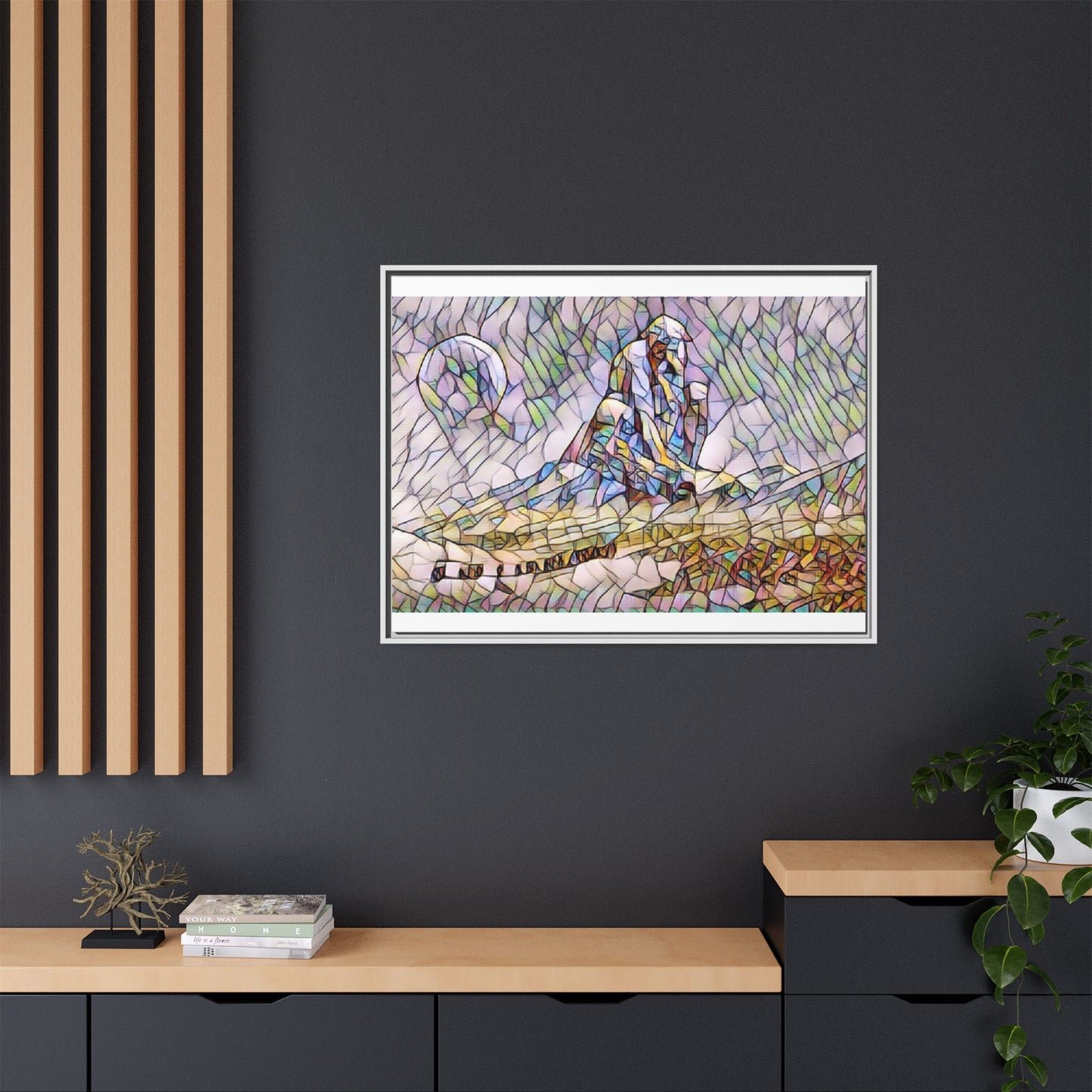 Stained-Glass Surfing Canvas Print — Framed Matte Wall Art
