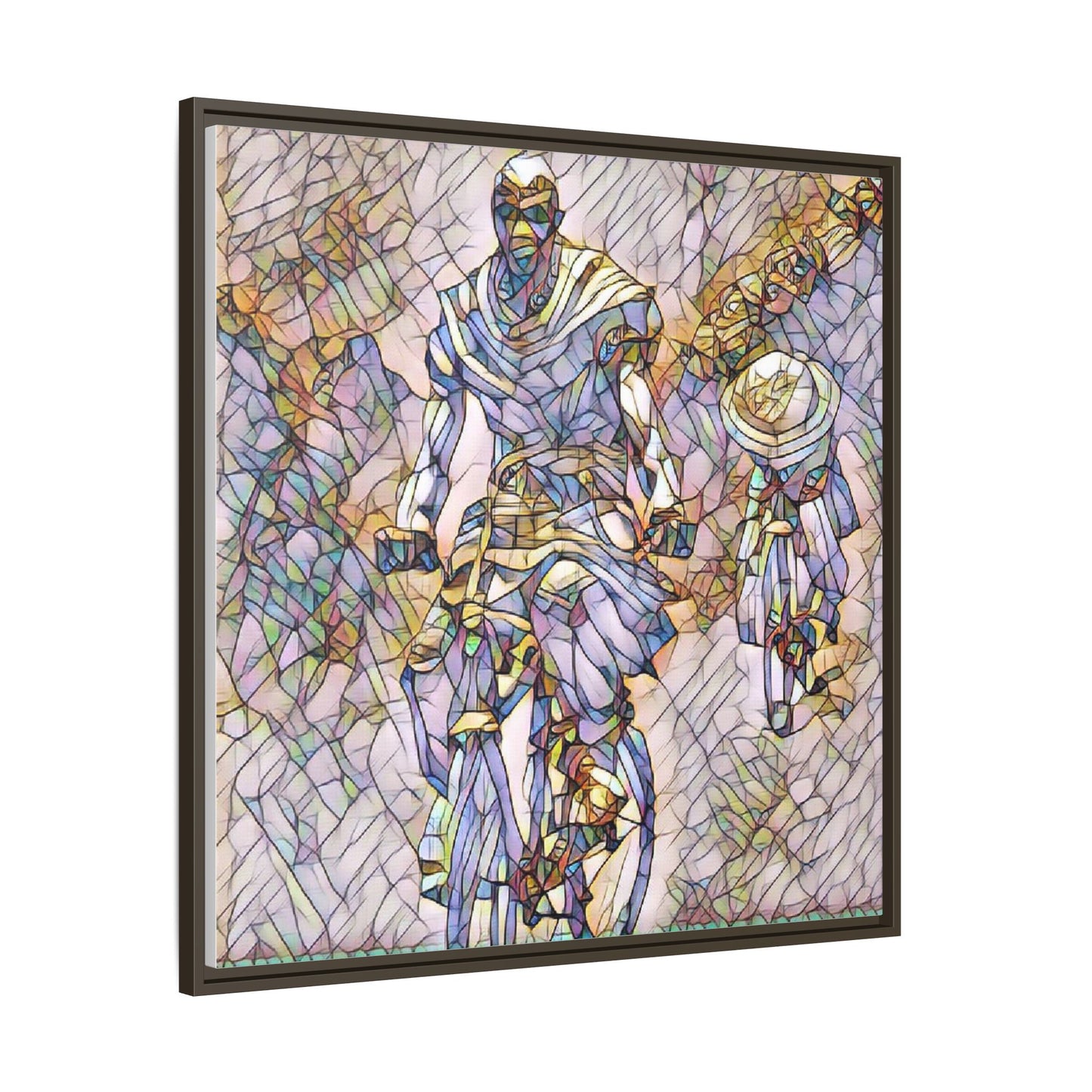 Framed Matte Canvas — Abstract Cyclist Artwork (Multi‑Color)
