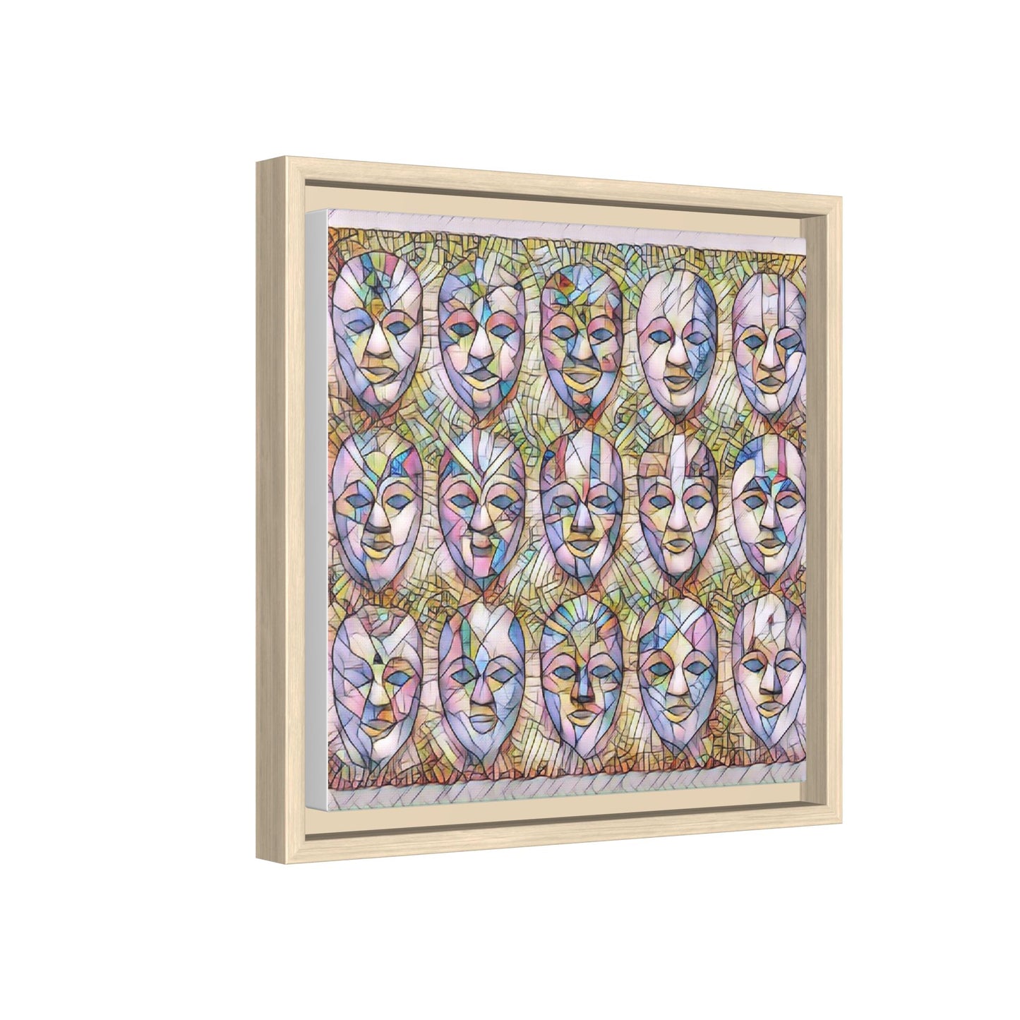 Abstract Mask Art Matte Canvas Print — Framed Multicolor Wall Art