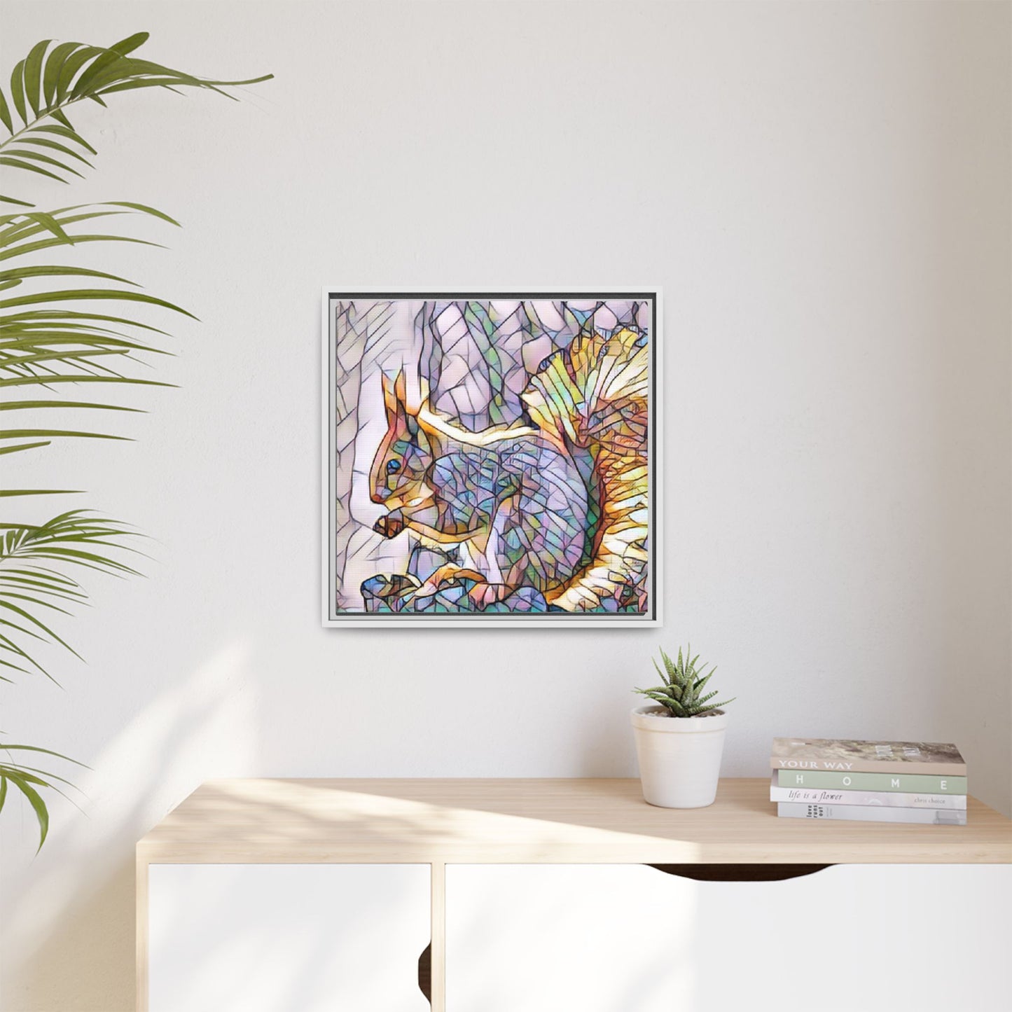 Framed Squirrel Mosaic Matte Canvas Wall Art