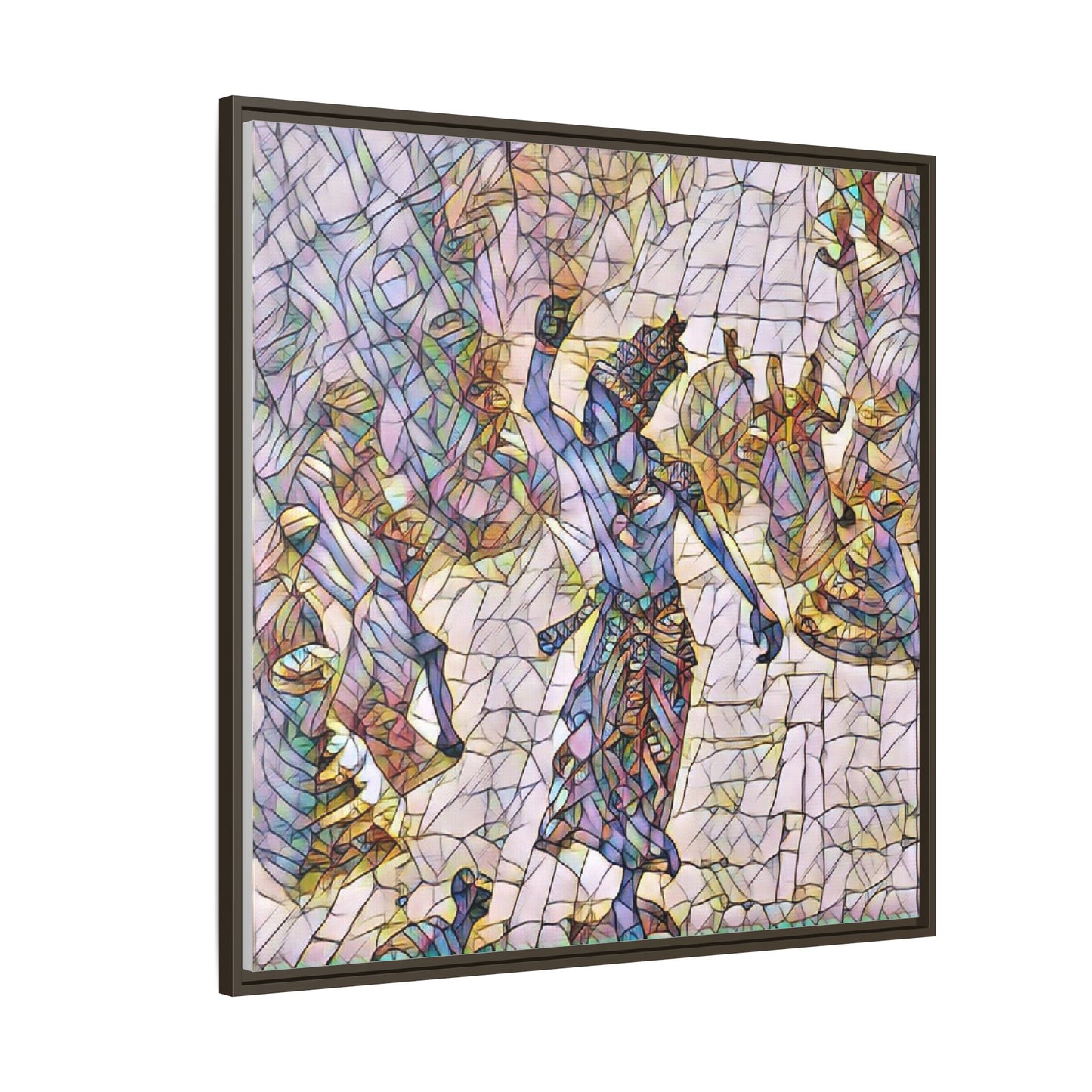 Framed Canvas Art — Colorful Mosaic Krishna Dance Print