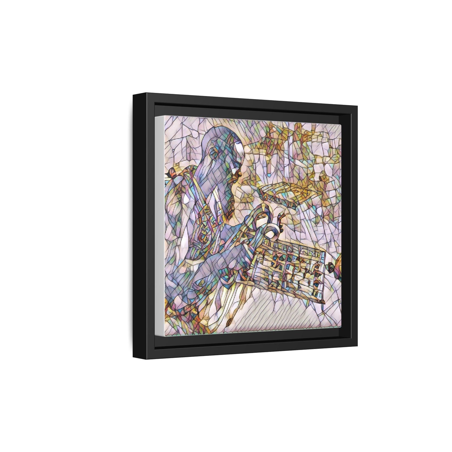 Framed Matte Canvas Art – Abstract Musician with Keyboard (Multi-Color)
