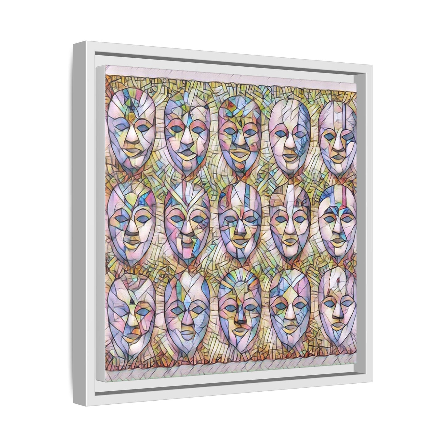 Abstract Mask Art Matte Canvas Print — Framed Multicolor Wall Art
