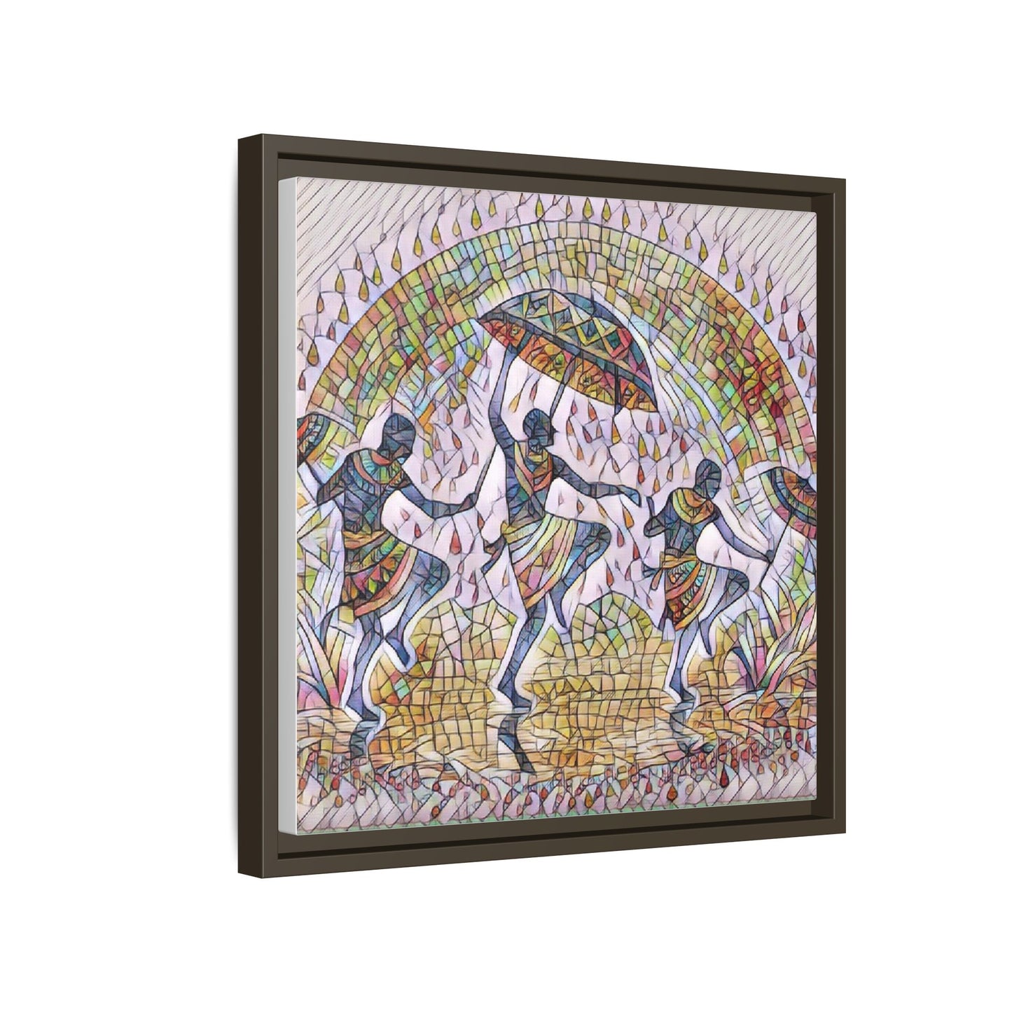 Framed Canvas Art — Colorful African Dance Mosaic