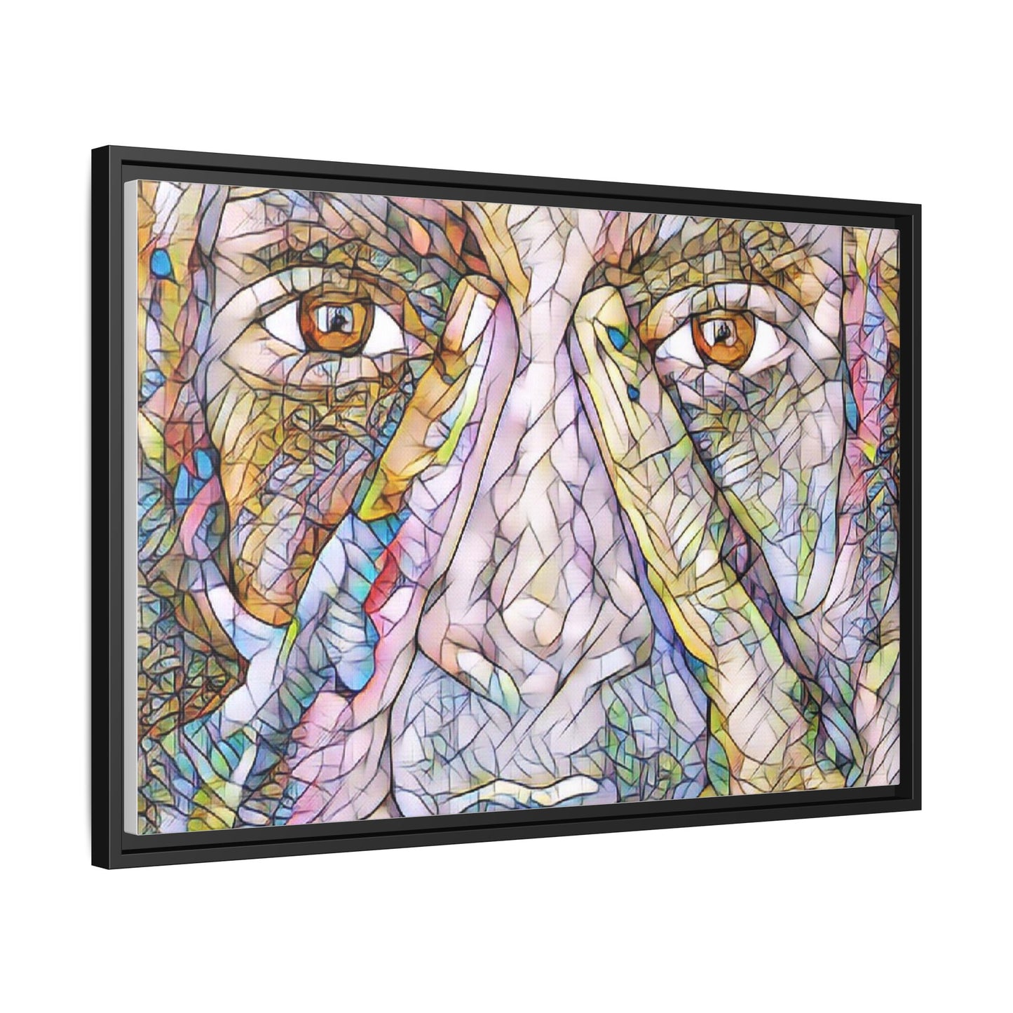 Abstract Stained-Glass Face Matte Canvas Framed Wall Art