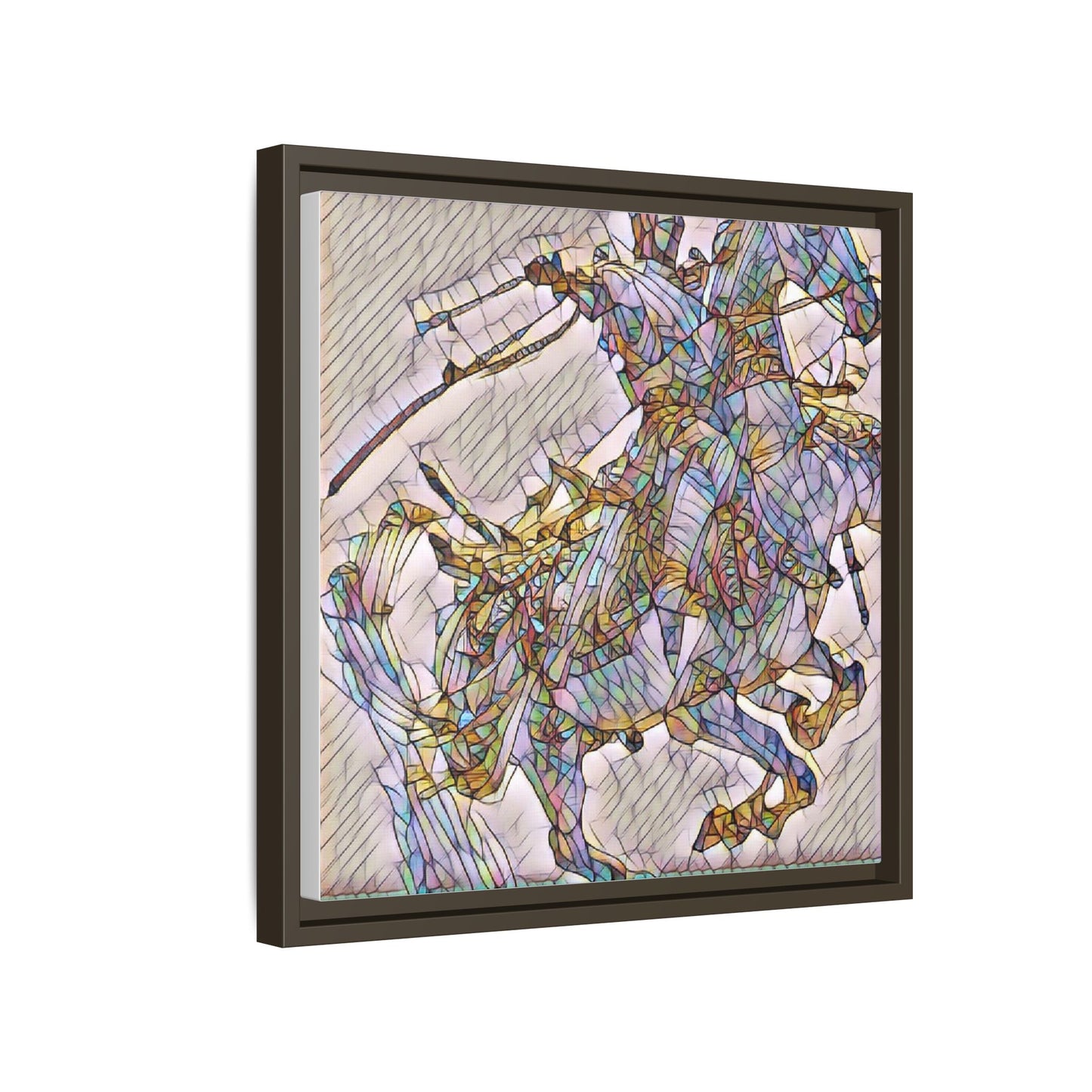 Framed Abstract Stained-Glass Horse Canvas