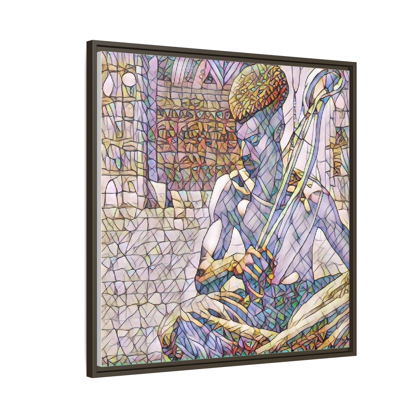 Framed Matte Canvas Art – Stained-Glass Style Musician Print