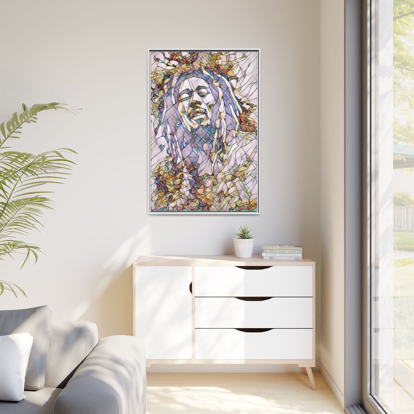 Abstract Multicolor Portrait Matte Canvas Framed Wall Art