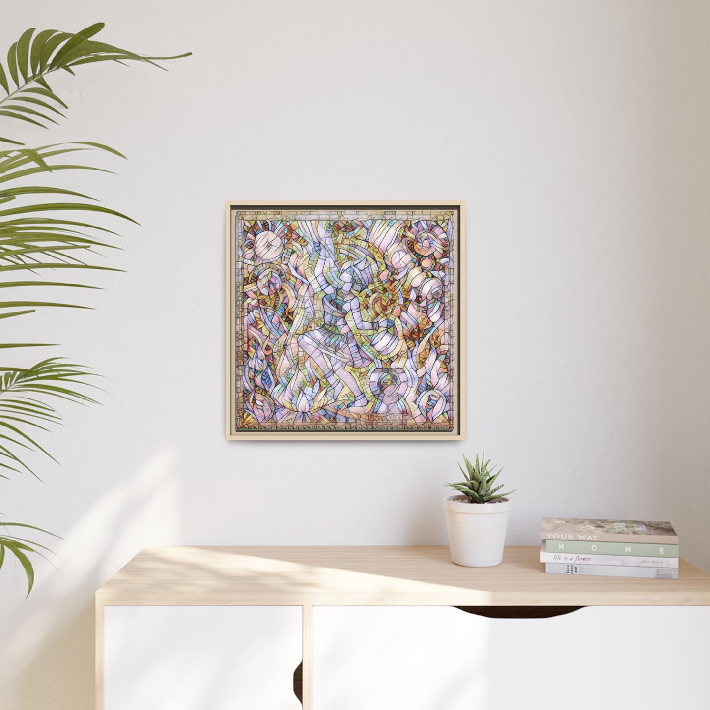 Abstract Stained Glass Dance Matte Framed Canvas
