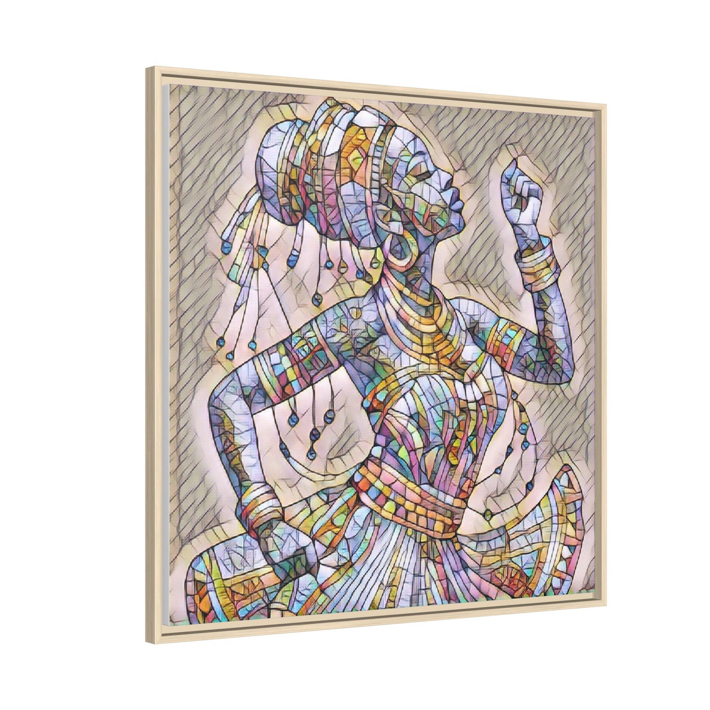 Framed Canvas Art — Colorful Mosaic Dancer