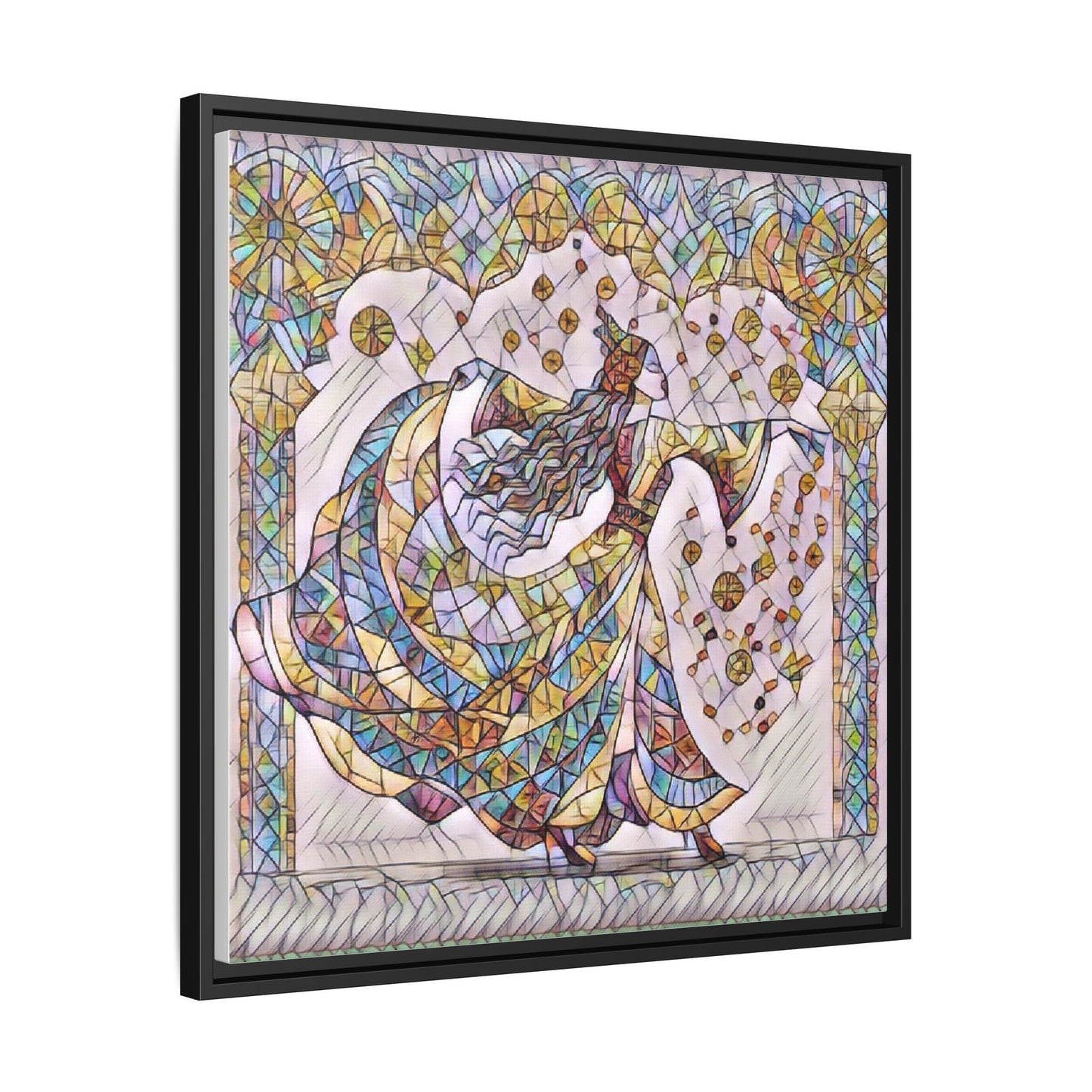 Stained Glass Dancing Dervish Framed Canvas Art