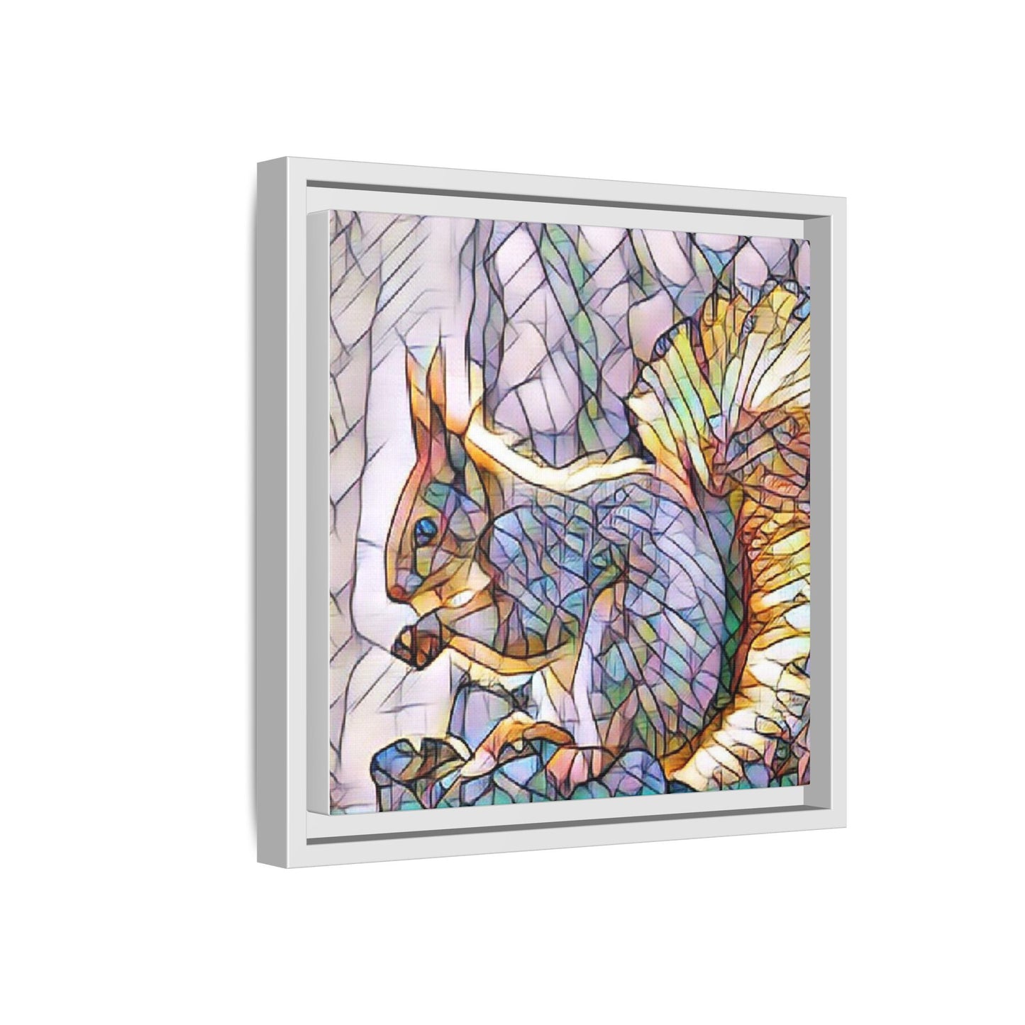 Framed Squirrel Mosaic Matte Canvas Wall Art