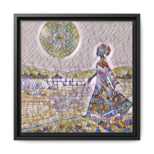 Stained Glass Woman Matte Framed Canvas Art