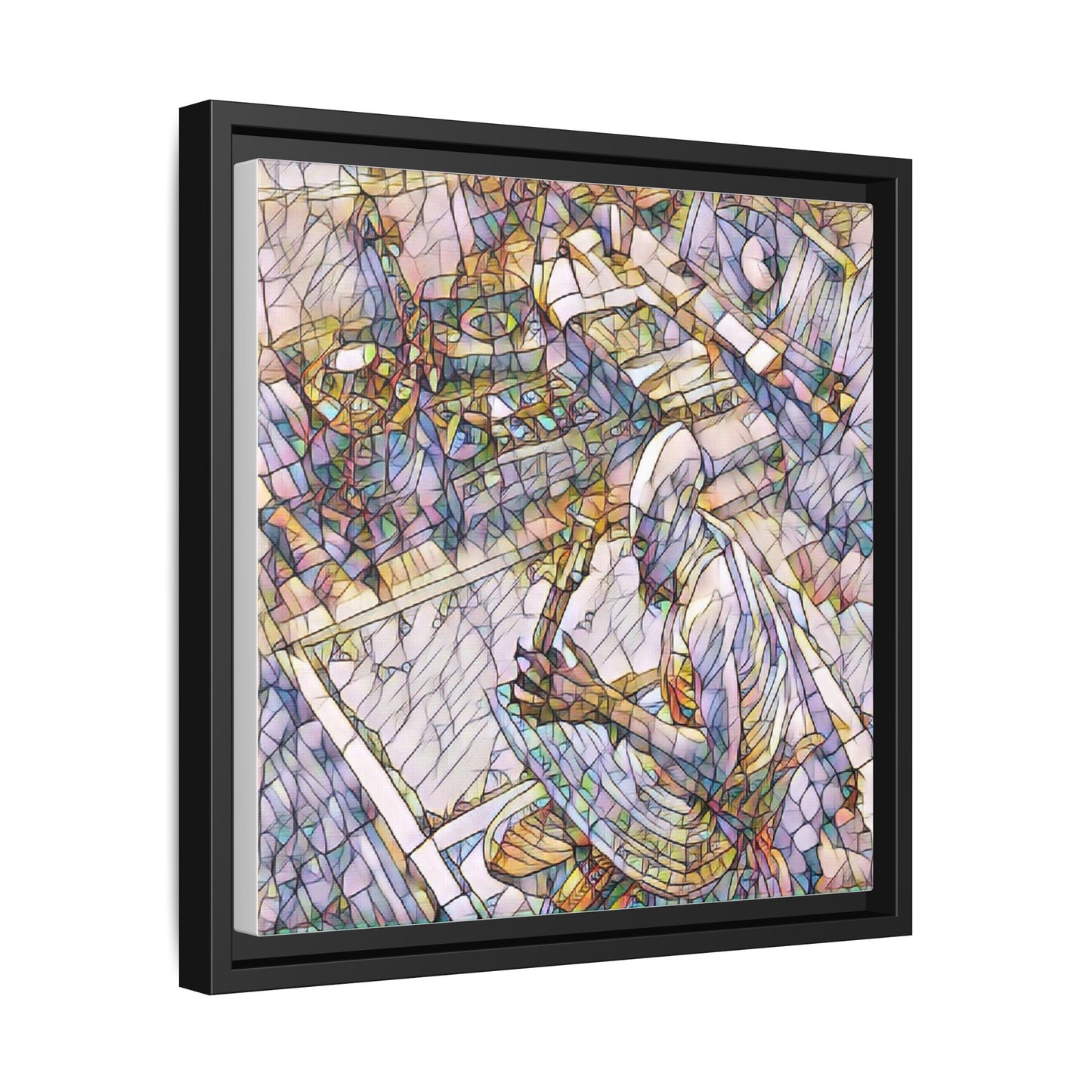 Stained-Glass DJ Matte Canvas Print (Framed) — Colorful Music Room Wall Art