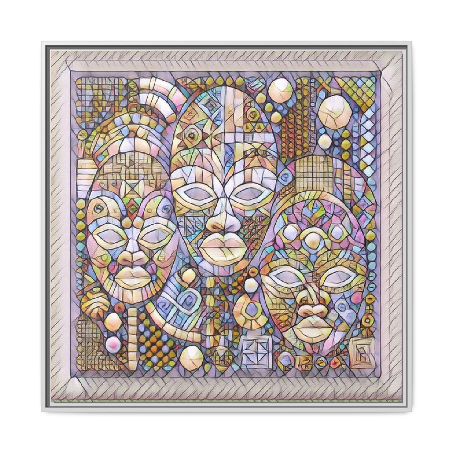 Abstract African Mask Art — Framed Matte Canvas Wall Art