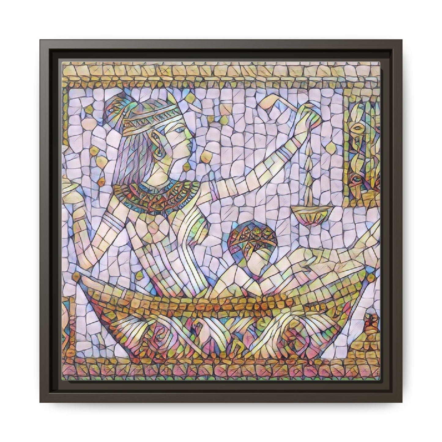 Egyptian Mosaic Goddess Matte Canvas Print (Framed)
