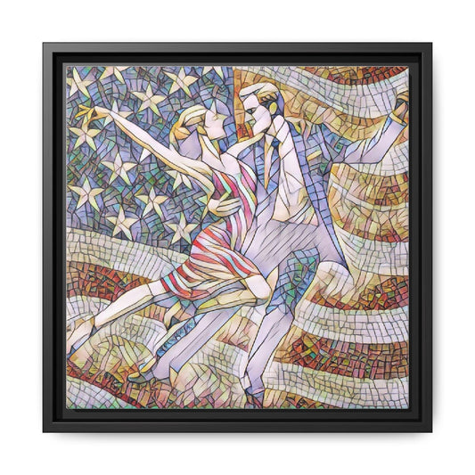 Framed Matte Canvas - Patriotic Dance Mosaic (American Flag Couple)
