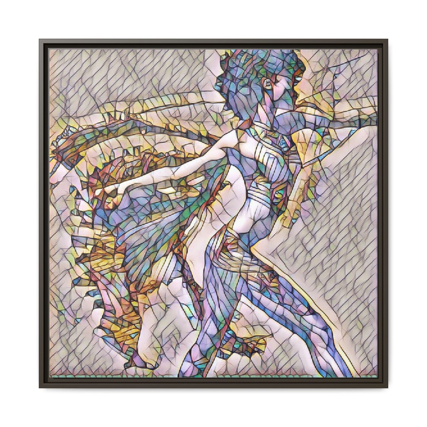 Abstract Stained-Glass Dancer Framed Canvas Art