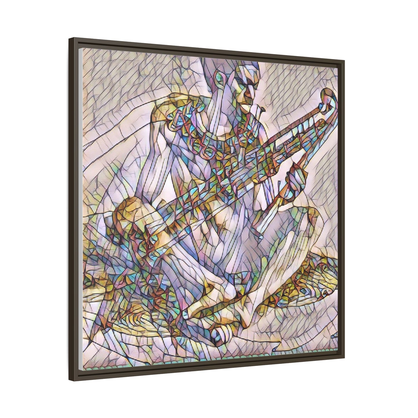 Framed Abstract Musician Canvas Art — Multicolor Modern Wall Decor