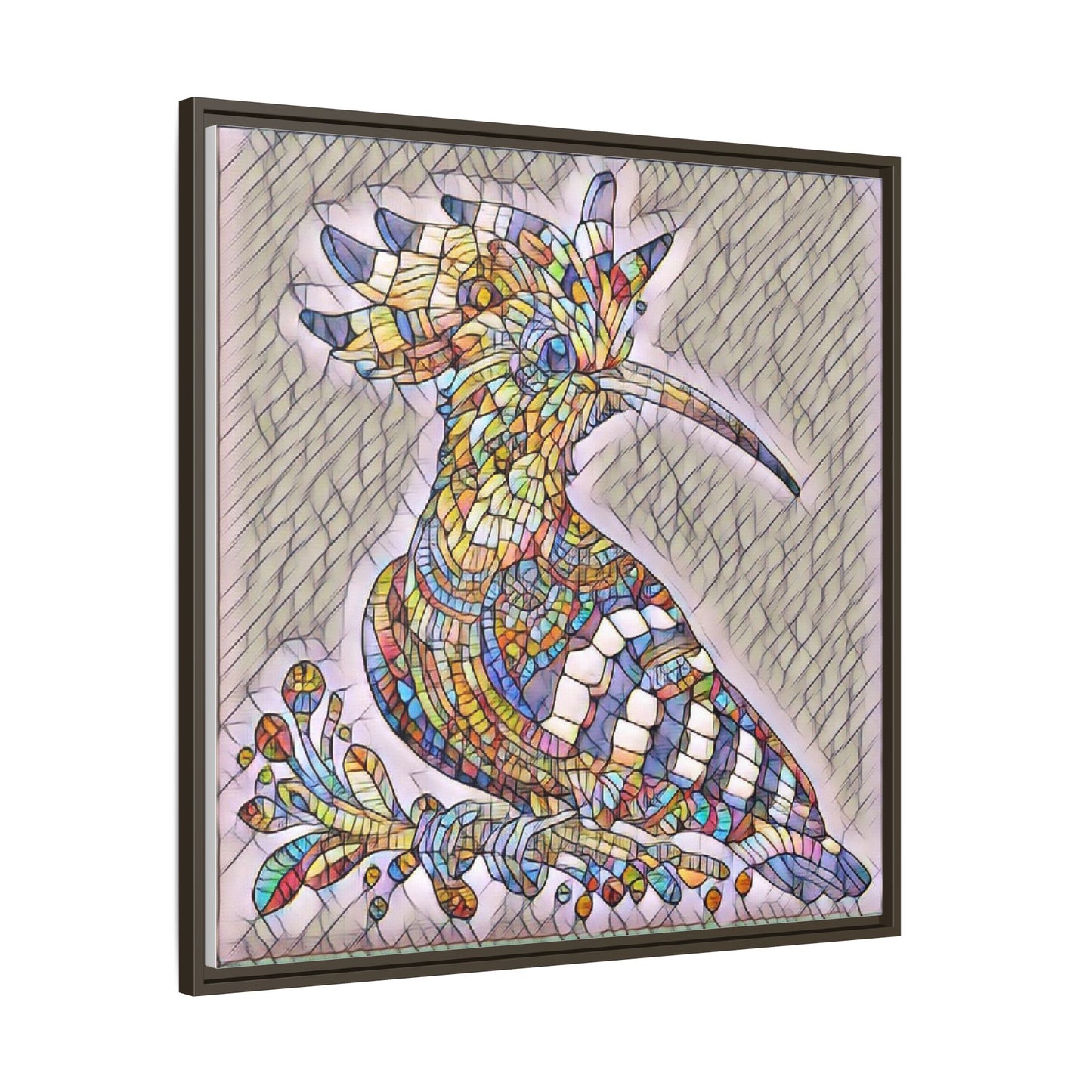 Colorful Mosaic Bird Matte Framed Canvas Wall Art