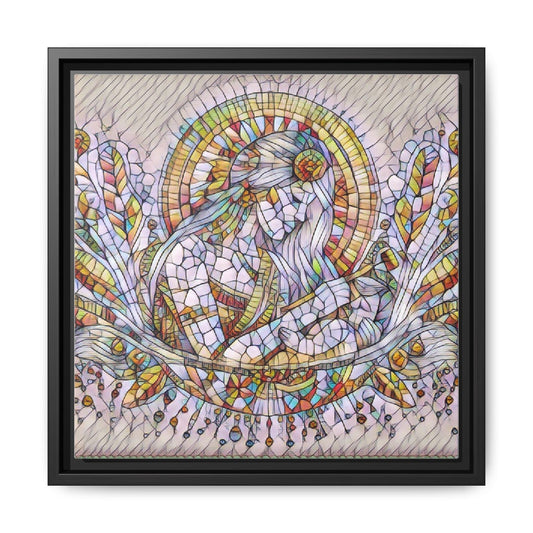 Framed Matte Canvas - Stained Glass Mother & Child Art Print