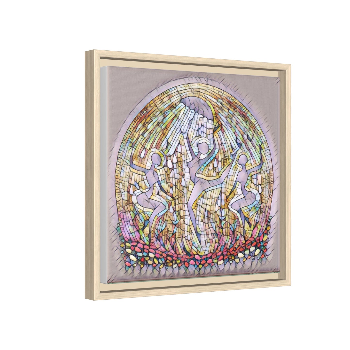 Framed Canvas Art - Stained Glass Dance Trio (Matte Multi-Color)
