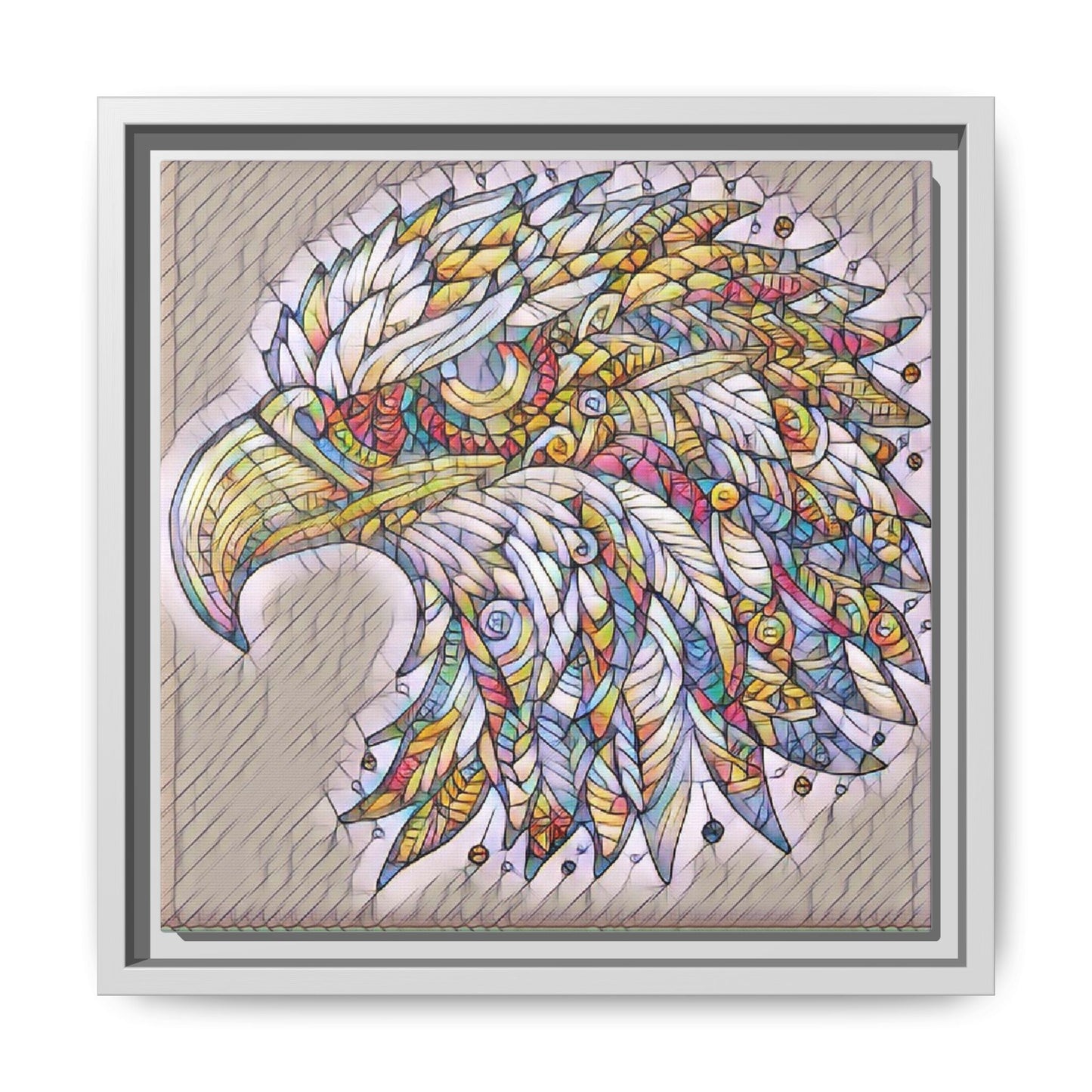 Colorful Eagle Head Matte Framed Canvas Art