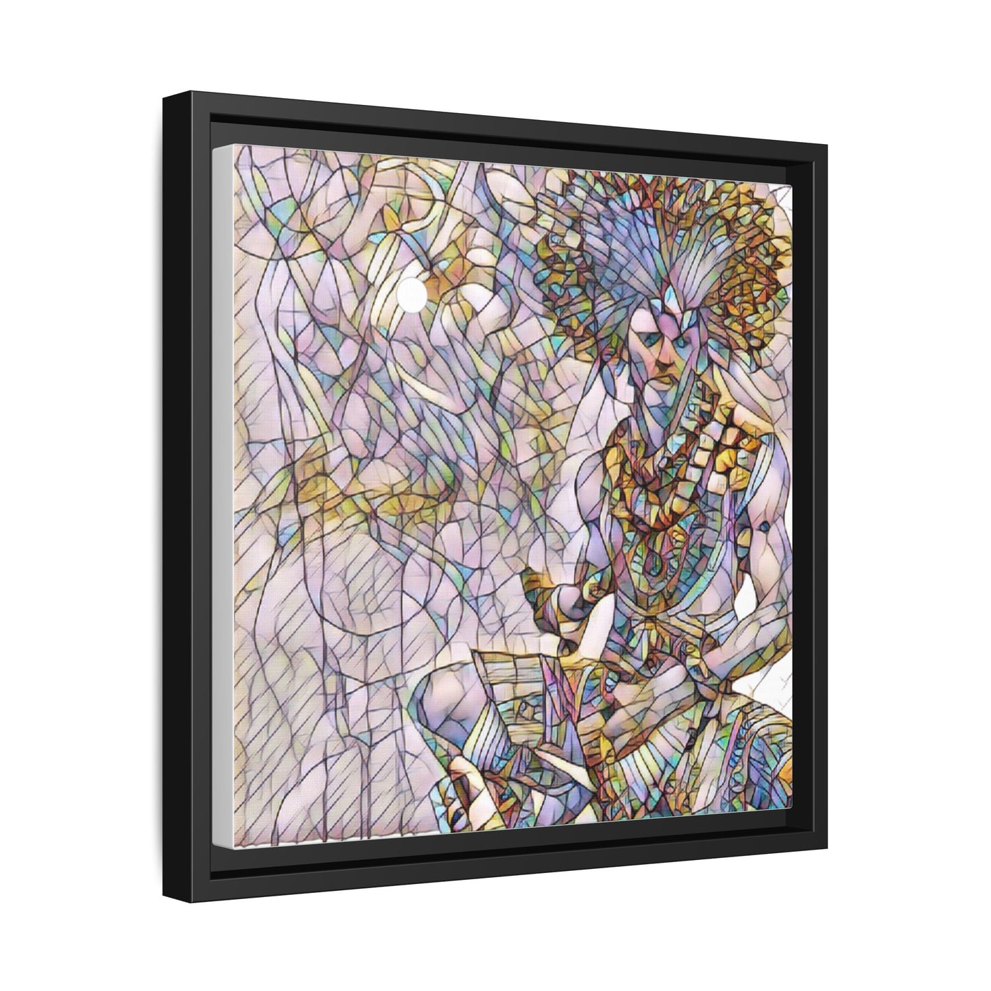 Framed Matte Canvas Art — Colorful Tribal Warrior Illustration