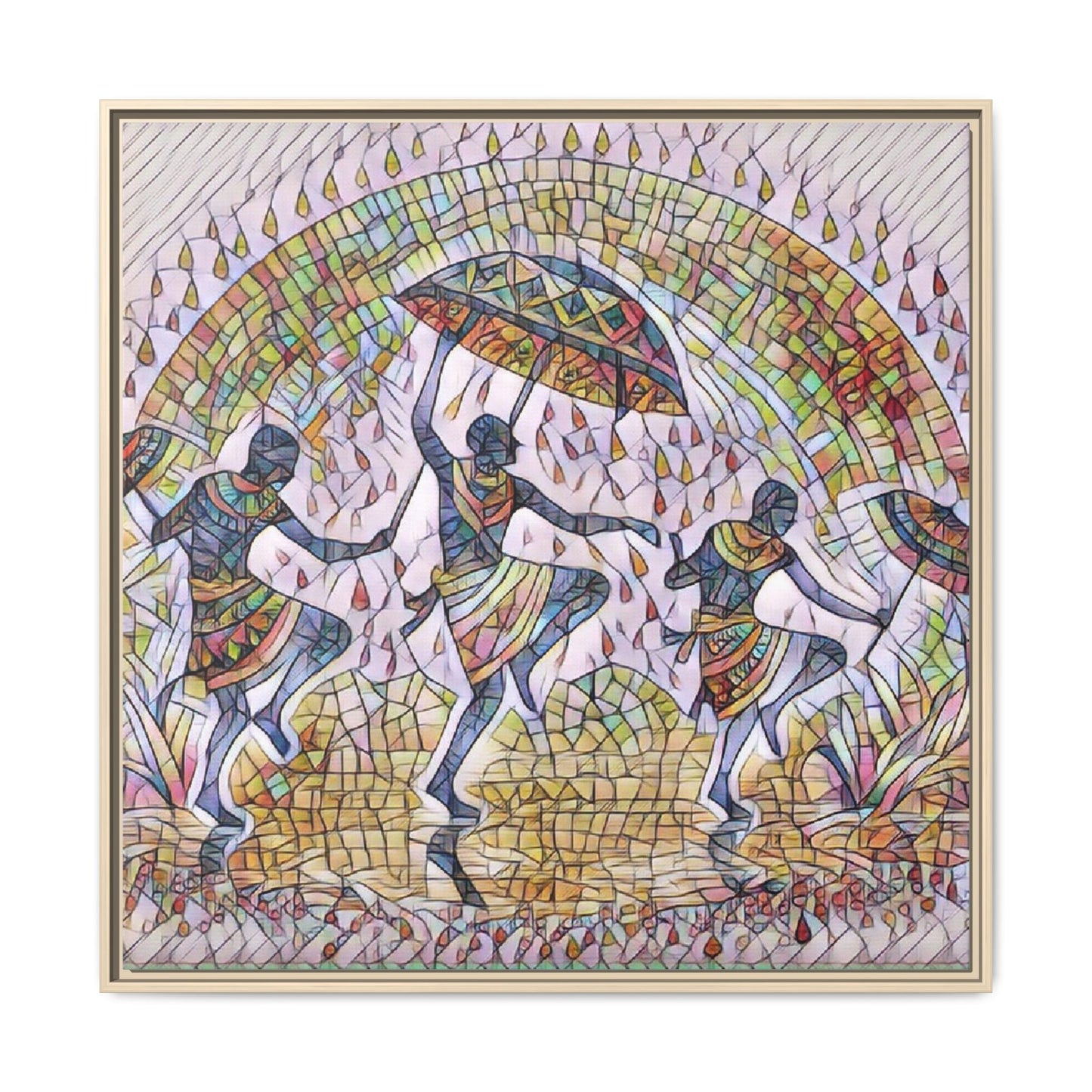 Framed Canvas Art — Colorful African Dance Mosaic