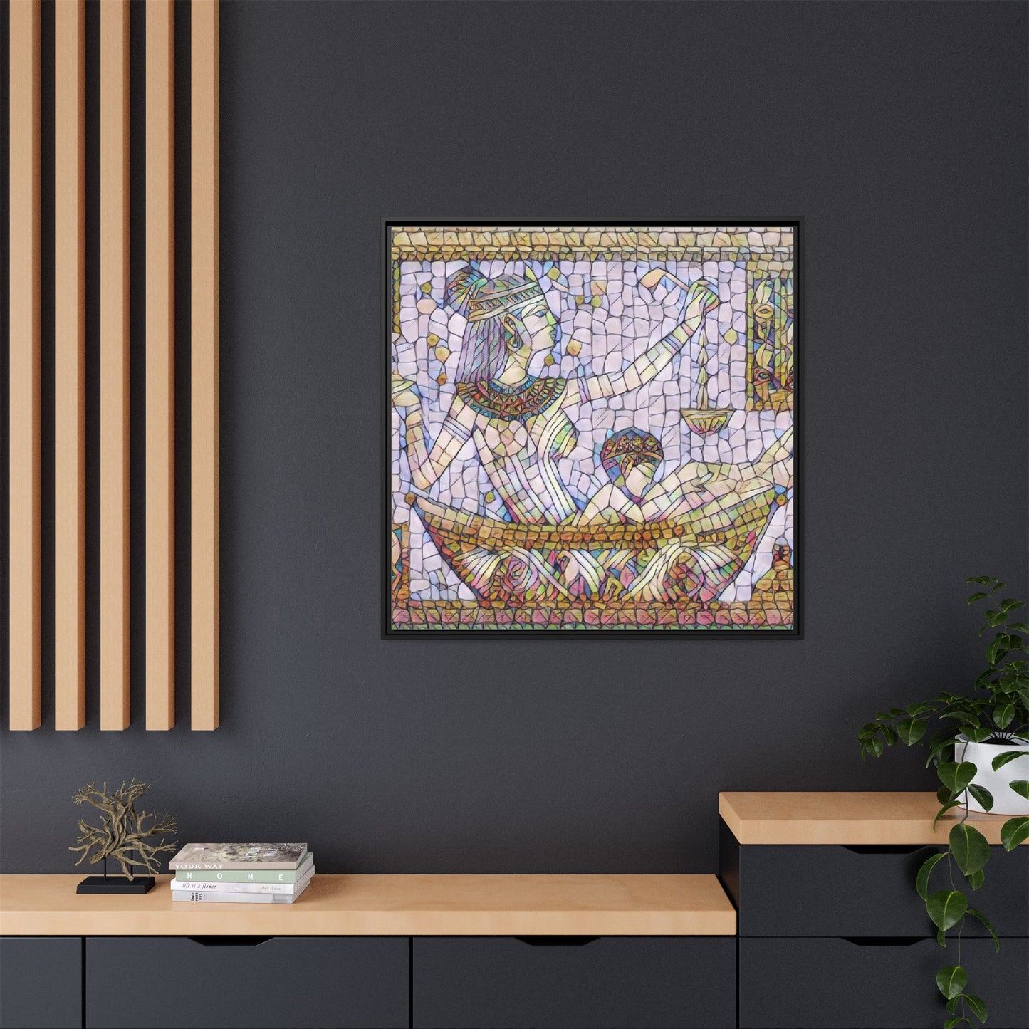 Egyptian Mosaic Goddess Matte Canvas Print (Framed)