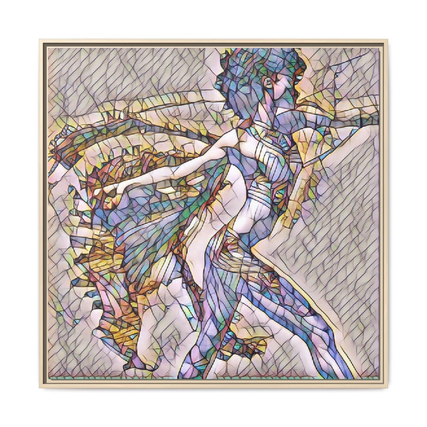 Abstract Stained-Glass Dancer Framed Canvas Art